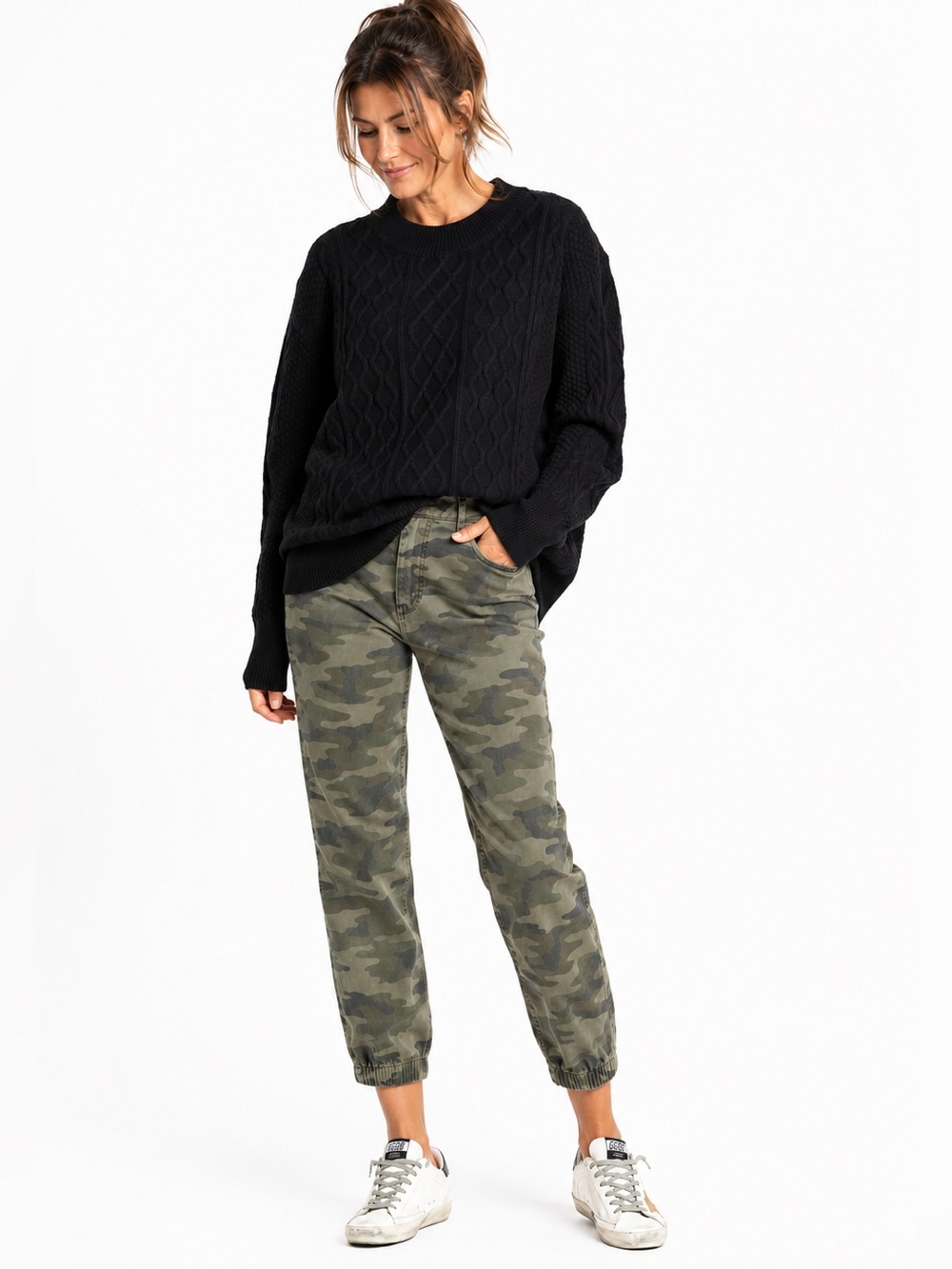 Quince Women’s Australian Merino Wool Cable Knit Oversized Sweater Black Small